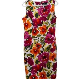 Ronni Nicole Women's Floral Orange Pink Sleeveless A Line Dress Size 10